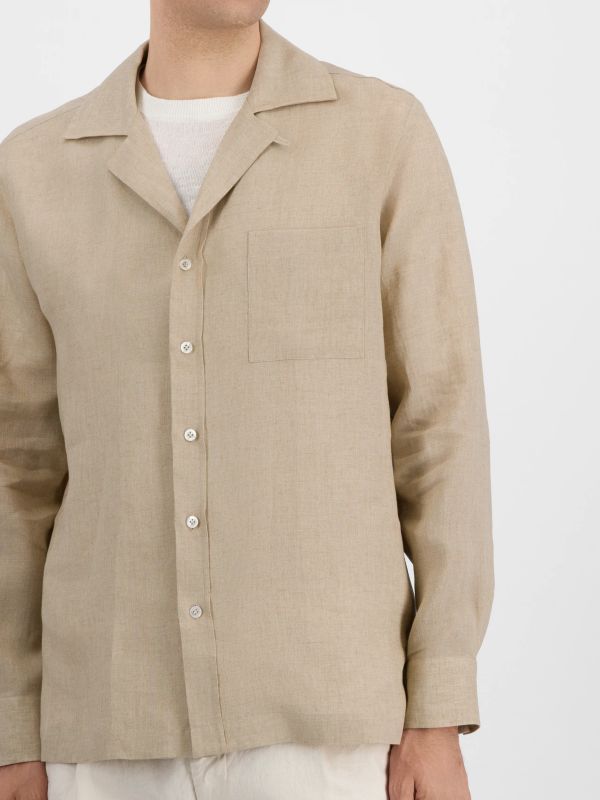 Chemise en lin  taupe, LARDINI