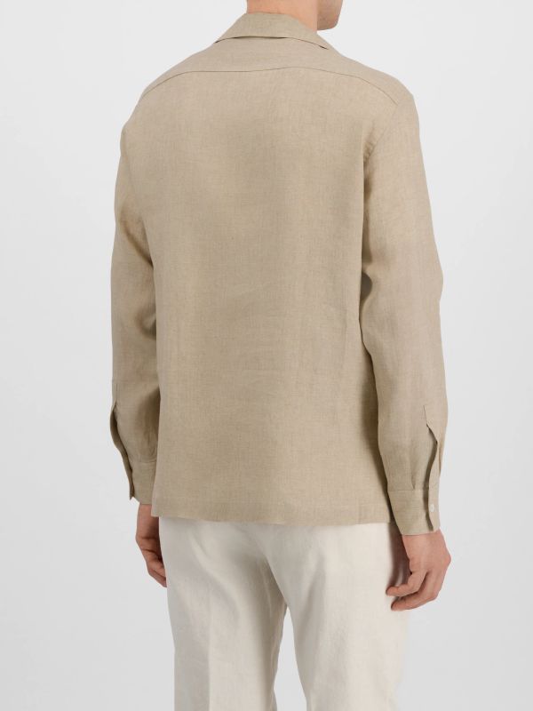 Chemise en lin  taupe, LARDINI