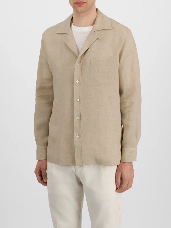 Chemise en lin  taupe, LARDINI