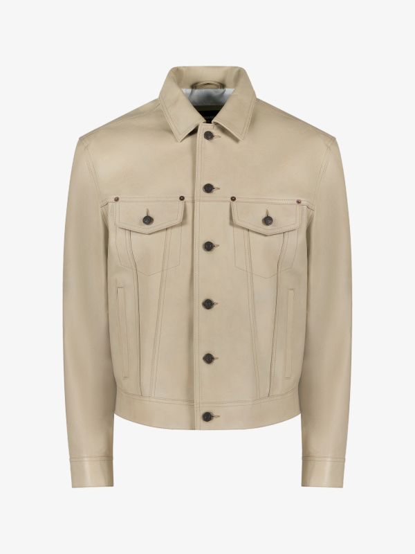 Veste en cuir beige