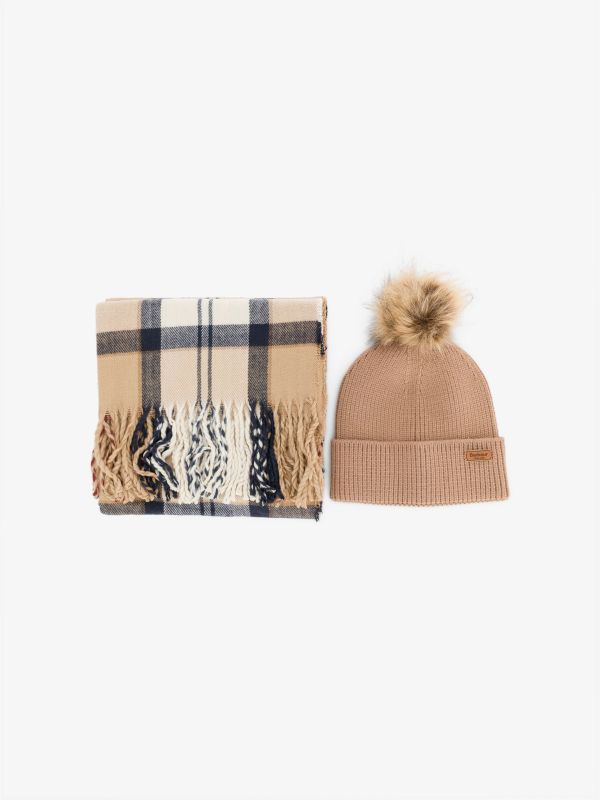 Ensemble chapeau et écharpe beige