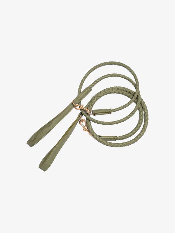 Laisse en cuir FERDINANDO olive intermédiaire, DUEPUNTOOTTO