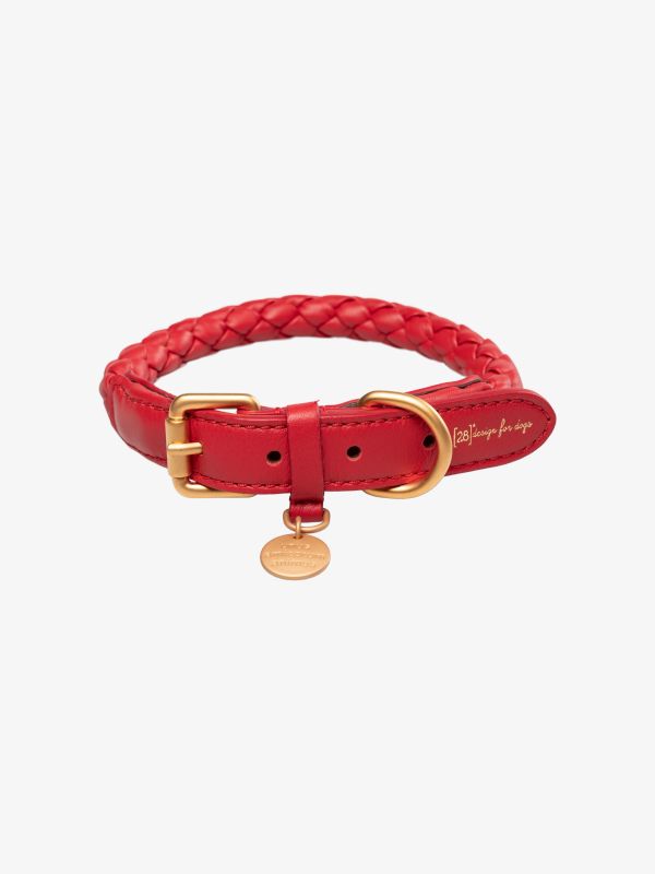 Collier Ferdinando en cuir rouge