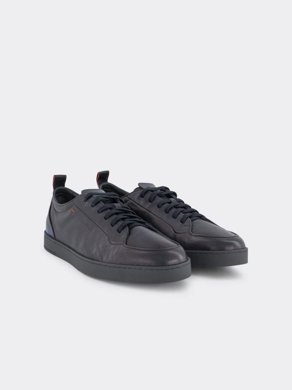 baskets en cuir navy, SANTONI