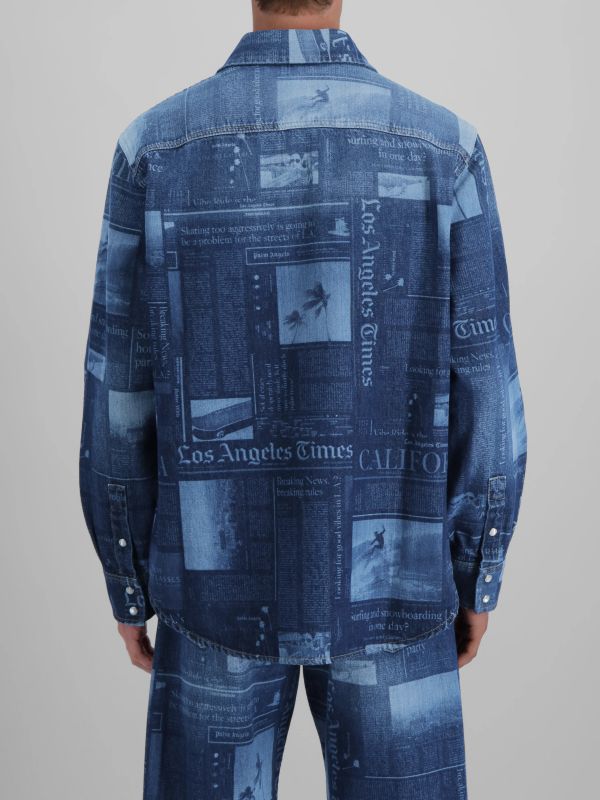 chemise en jean "Paxlatimes News" bleu, PALM ANGELS
