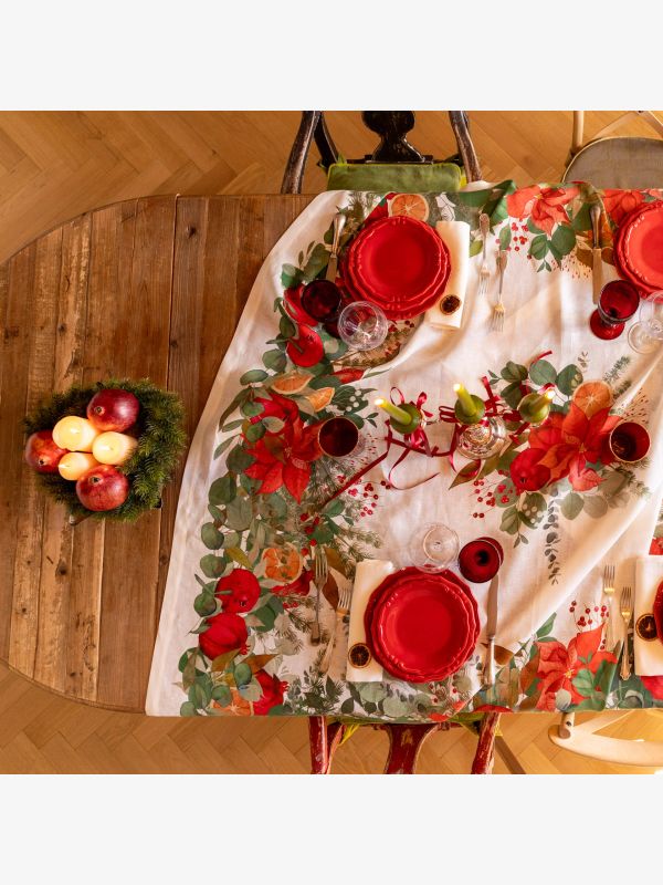 nappe rouge/à petits motifs, TESSITURA TOSCANA TELERIE