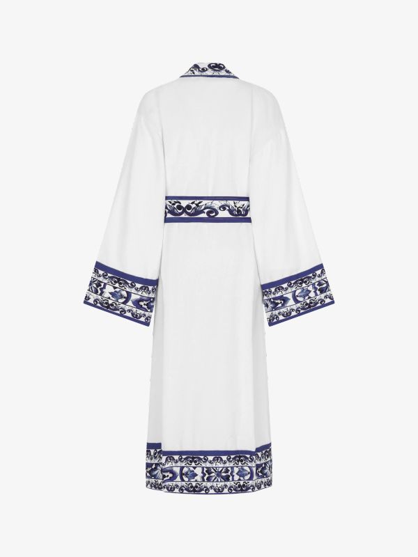 Peignoir de bain blanc/à petits motifs, DOLCE & GABBANA CASA
