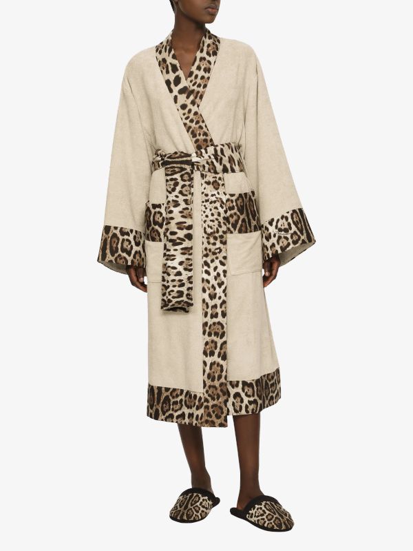 Peignoir de bain  beige/ à petits motifs, DOLCE & GABBANA CASA