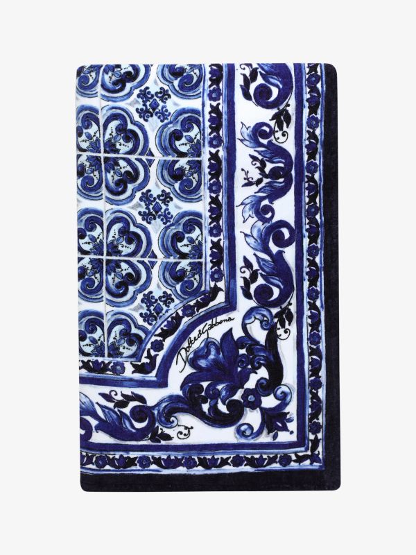 Serviette de plage MEDITERRANEAN BLUE bleu/à petits motifs, DOLCE & GABBANA CASA