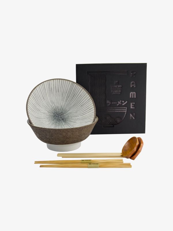 Geschirrset für Ramen 6-tlg Satomaki Tokusa teak