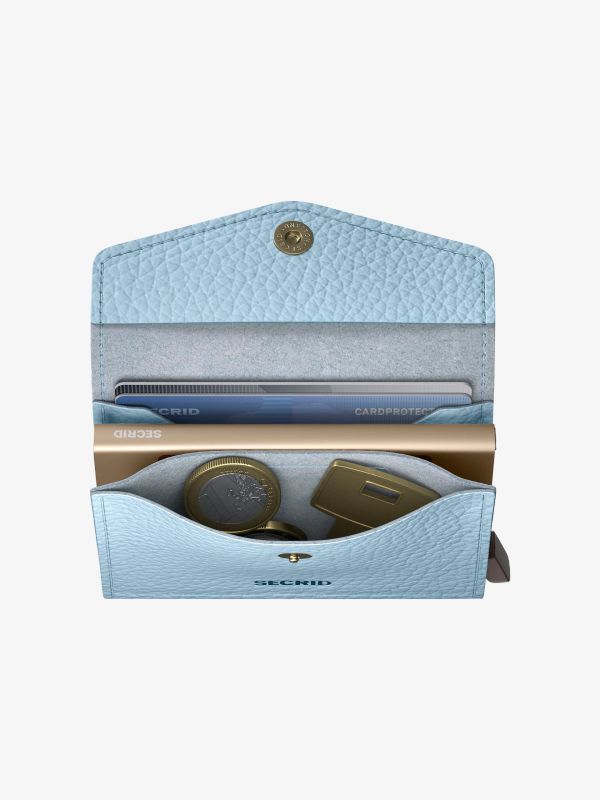 Porte-cartes ENVELOPE à carreaux bleu pastel, SECRID