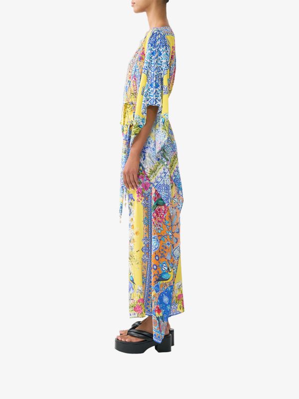 caftan "Sultanahmet Summer" jaune/à petits motifs, CAMILLA