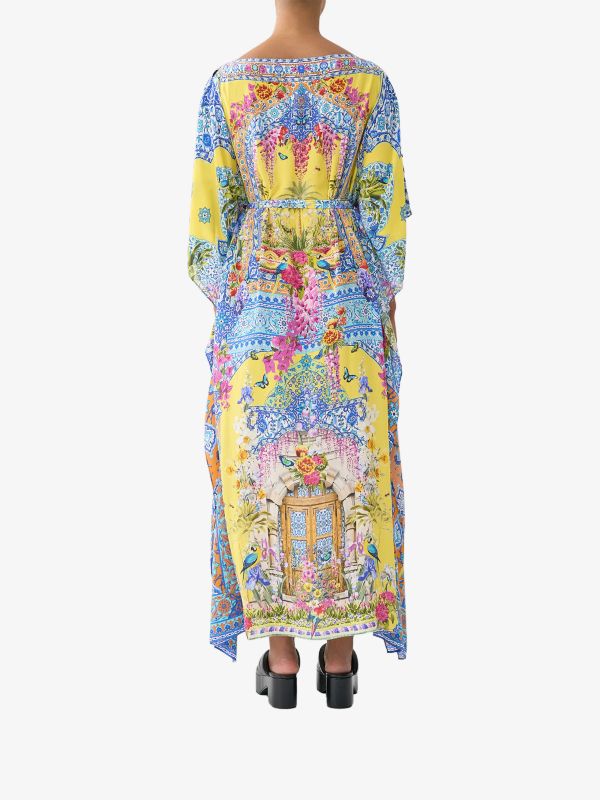 caftan "Sultanahmet Summer" jaune/à petits motifs, CAMILLA