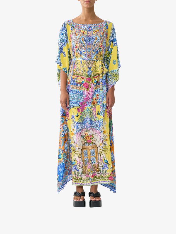 caftan "Sultanahmet Summer" jaune/à petits motifs, CAMILLA