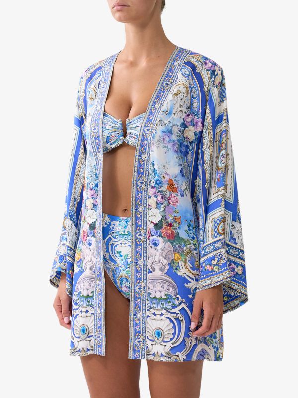 Kimono "Ottoman Opulence" bleu/à petits motifs, CAMILLA