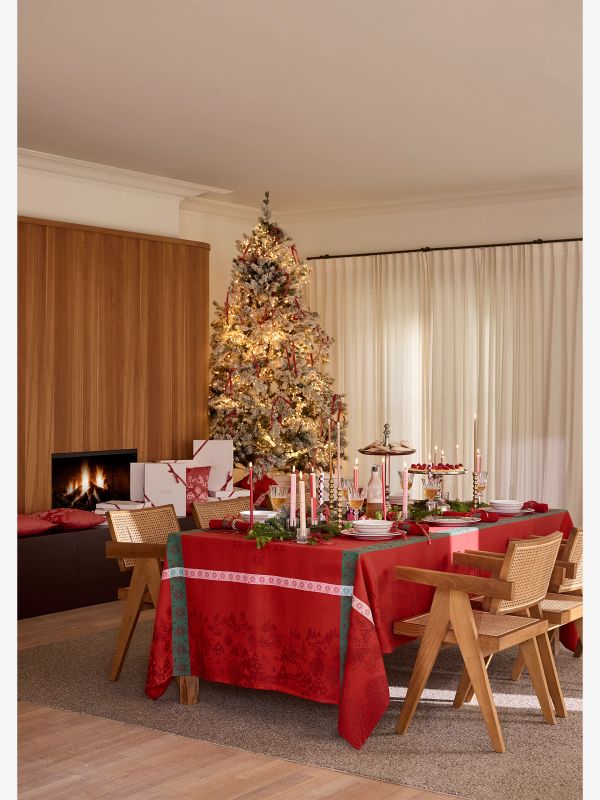 Tischdecke SOUS ÉTOILES rot, LE JACQUARD FRANCAIS
